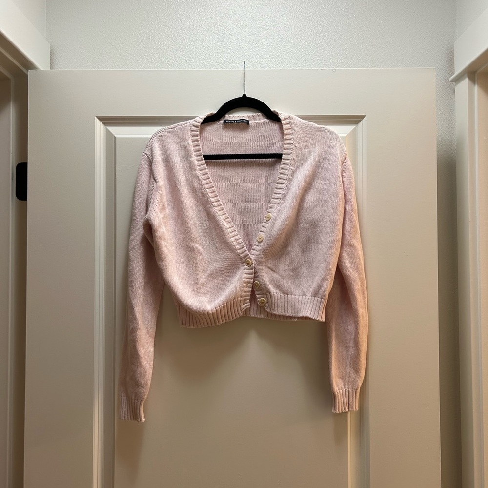 Pink Cropped Cardigan